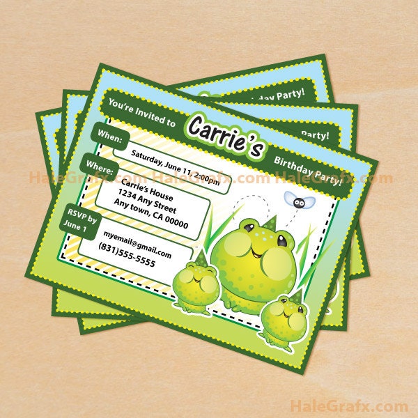 Frog Birthday Invitation Printable, DIY File