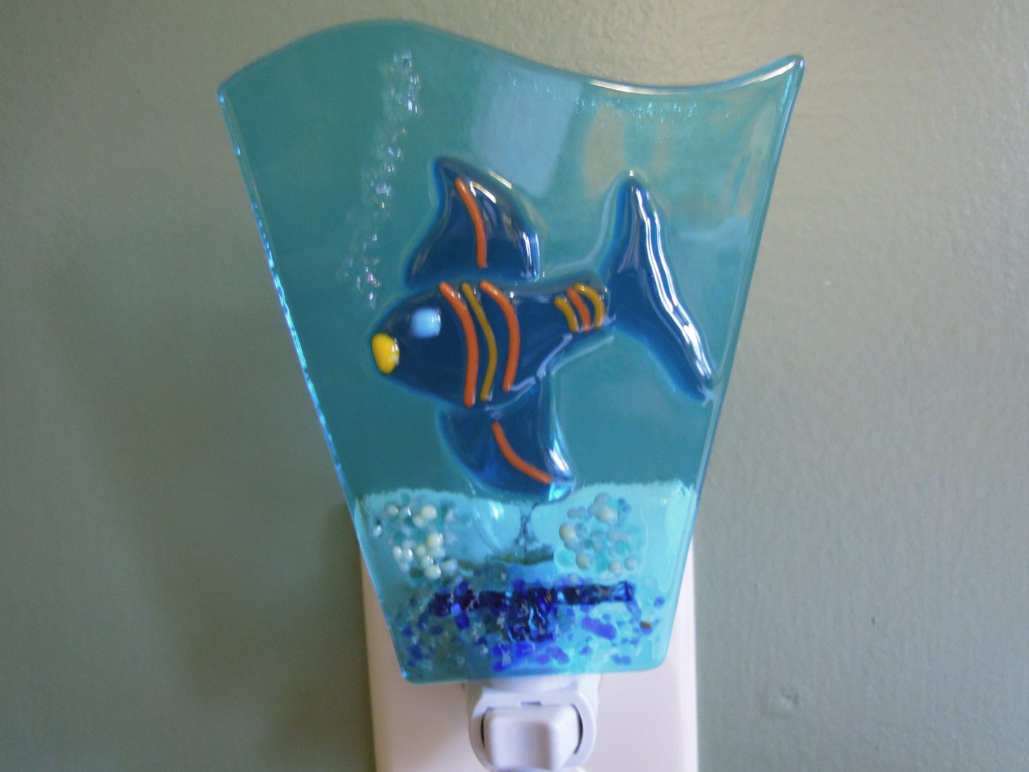 Adorable Blue Fish Fused Night Light