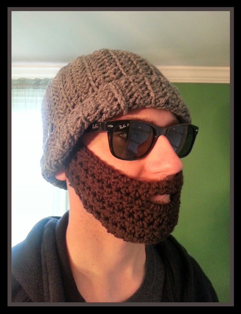 Hand Crocheted Bearded Hat- Adjustable,  Detachable Beard (you choose color) one size fits most adults & teens