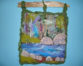Wall Hanging, fiber art, needle felted, unique