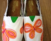 Hand painted butterfly garden TOMS shoes
