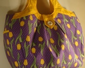 Yellow, Green, and Purple Tulip Floral Beach Bag/Messenger Bage/Diaper Bag/Tote/Shoulder Bag/Purse