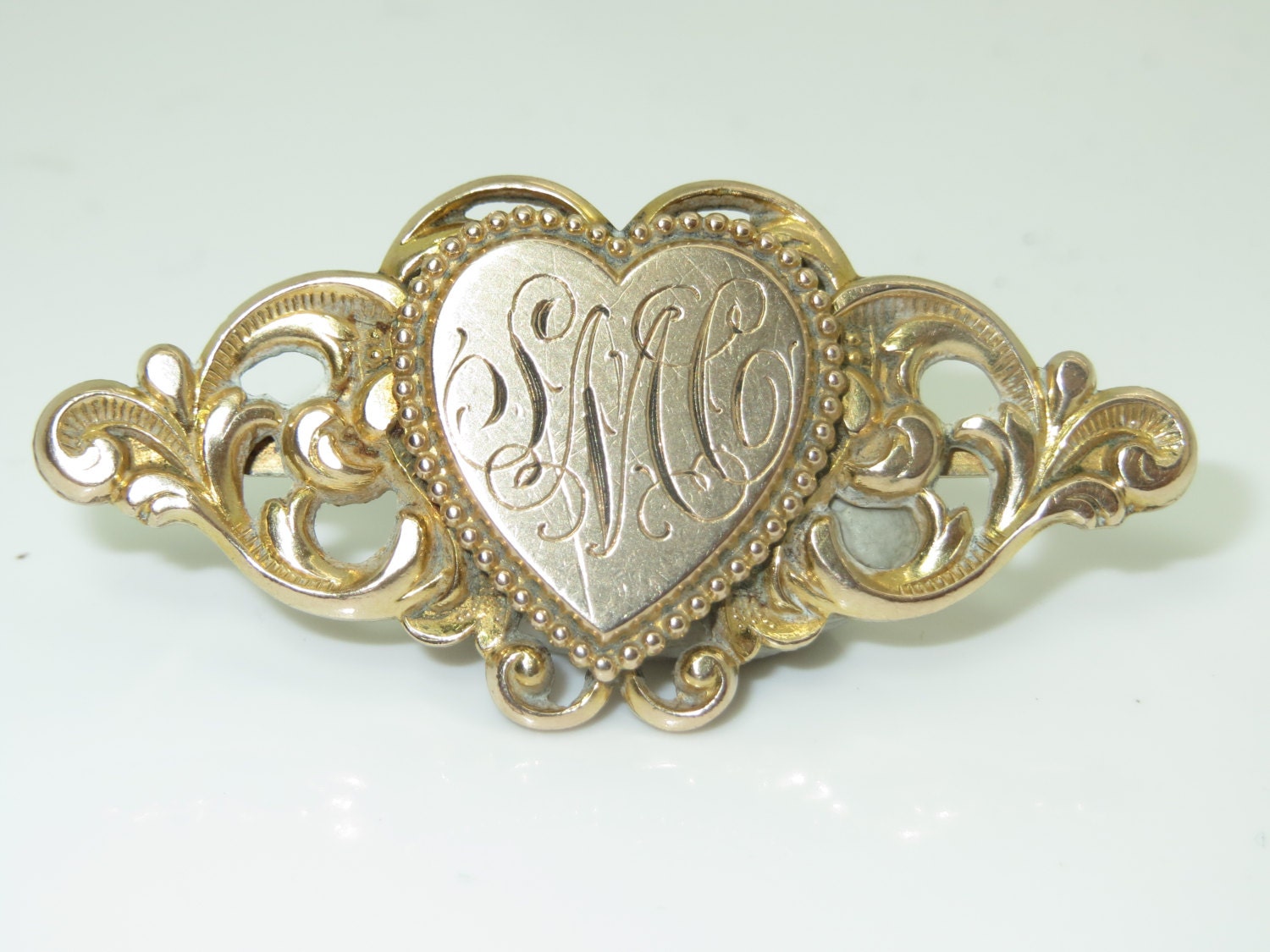 Antique Victorian Gold Filled Sweetheart Ribbon Watch Fob Slide or Sash Ornament