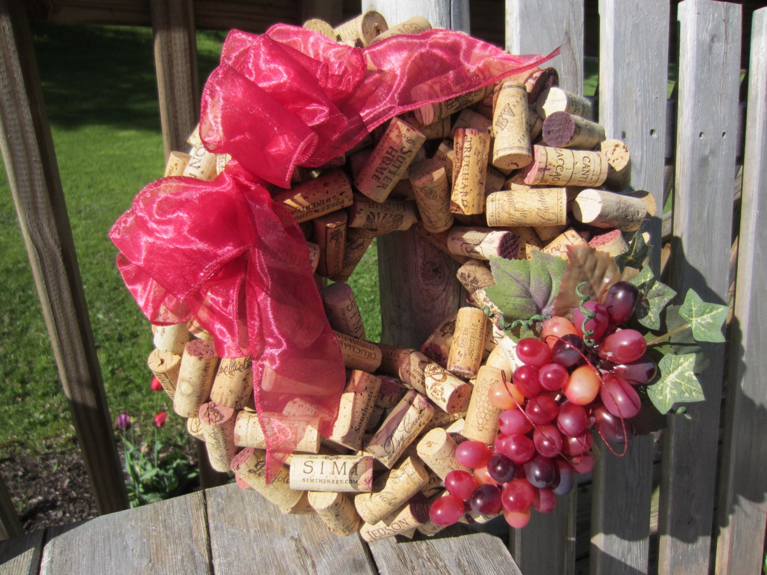 Purple/Red Wine Cork Wreath 14"