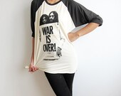 The beatles War is Over Shirt Baseball Raglan T Shirt Long Sleeve Men Women TShirt Size L
