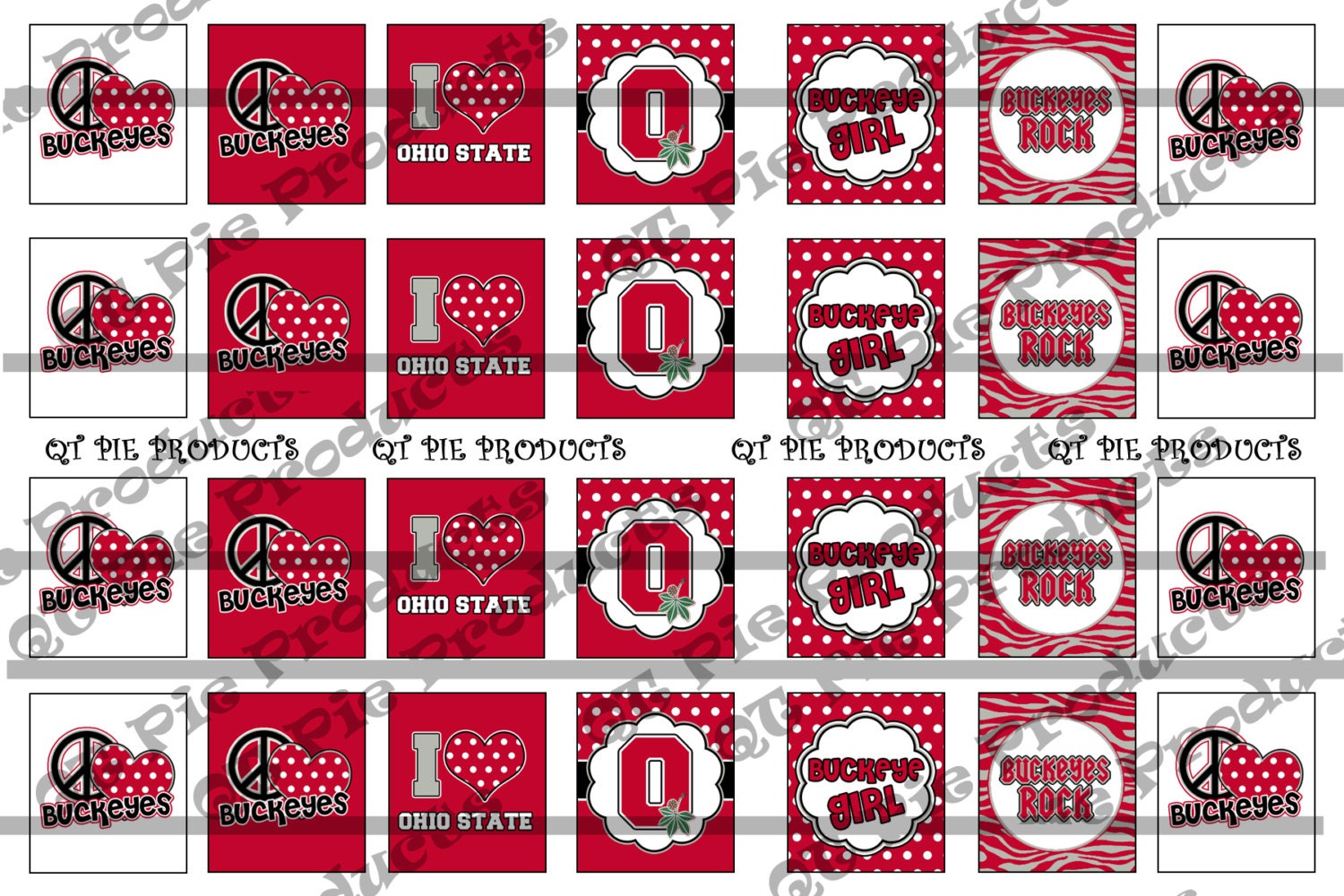 INSTANT DOWNLOAD Cute Team Spirit School Ohio State Inspired Digital Scrabble Tile image sheet 4x6 inch