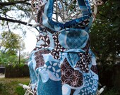 Dog Dress Beautiful BLUE SPARKLE with matching Hat Size Small