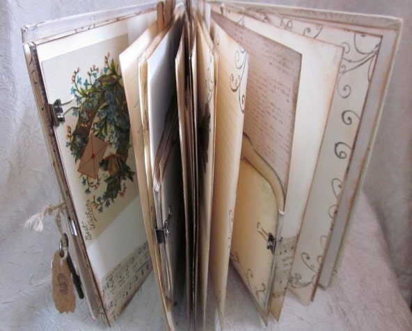 Rustic Barn Wedding Art Journal Guest Book Photo Book Custom Antique Ivory Cream Handmade One of a Kind Coffee table Book
