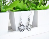 Love Knot Sterling Silver Earring-1000K silver wire wrapped jewelry , Miniature Art , gifts for women
