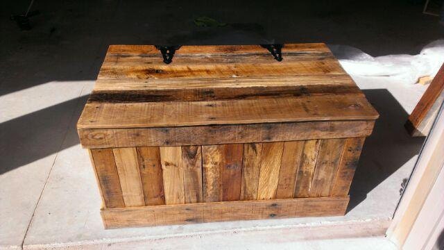 Hidden compartment reclaimed pallet wood chest
