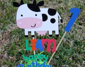 Cow Birthday Centerpiece With Childs Age And Name...Farm Animals