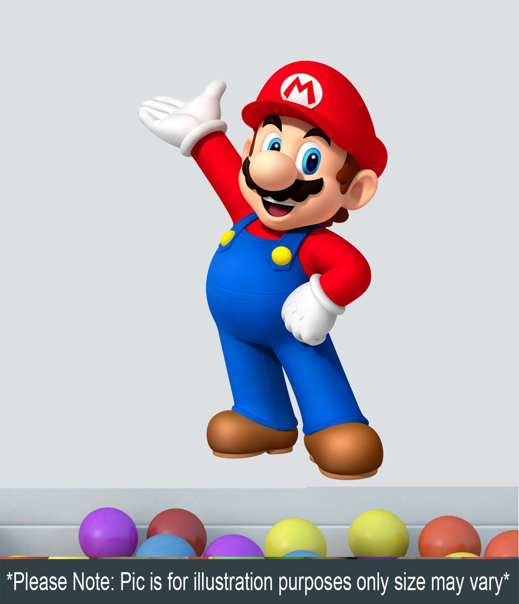 Large Nintendo Super Mario Luigi Wall Sticker Art Vinyl Mural Full Colour 700mm x 415mm Custom Sizes Available