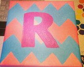 8X8 acrylic monogram chevron painting