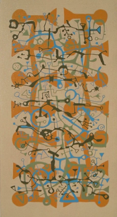 Parterre (Kinship Study):  handmade 5 color reduction woodcut print, limited edition of 8