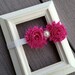 White Headband with Hot Pink Polka Dot Shabby Flowers, Baby Headband, Flower Headband, Shabby Chic Headband, Toddler Headband, Photo Prop