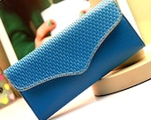 Embossing Style women leather wallet purse long Clutch bags Handbag cell phone/money/coins/cards holder blue