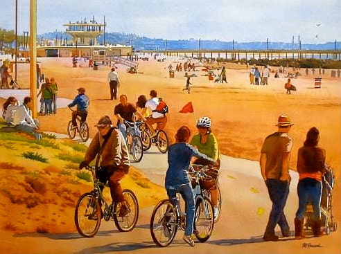 VENICE BEACH CRUISERS - Limited Edition Fine Art Print - 11 x 14 inches - From Original Watercolor Painting by Pat Howard