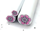 Polymer clay millefiori cane set (3ps) - pink and grey - LyamayevaClay
