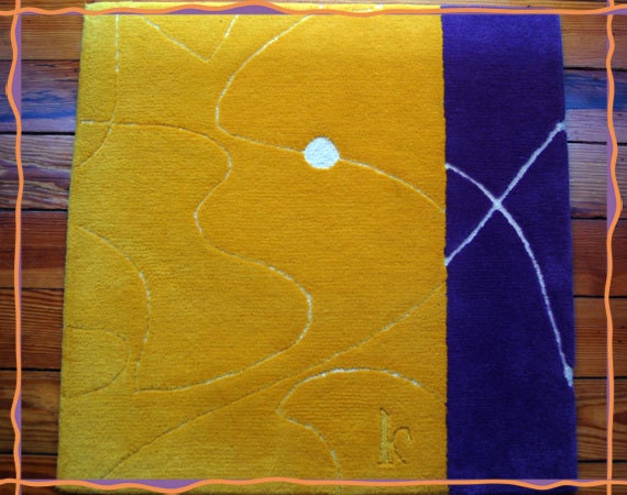 2' x 11'' "LAMPSHADE YELLOW" Modern abstract art rug, paint art rug, rug runner, wild color rug, modern art textile, original painting rug
