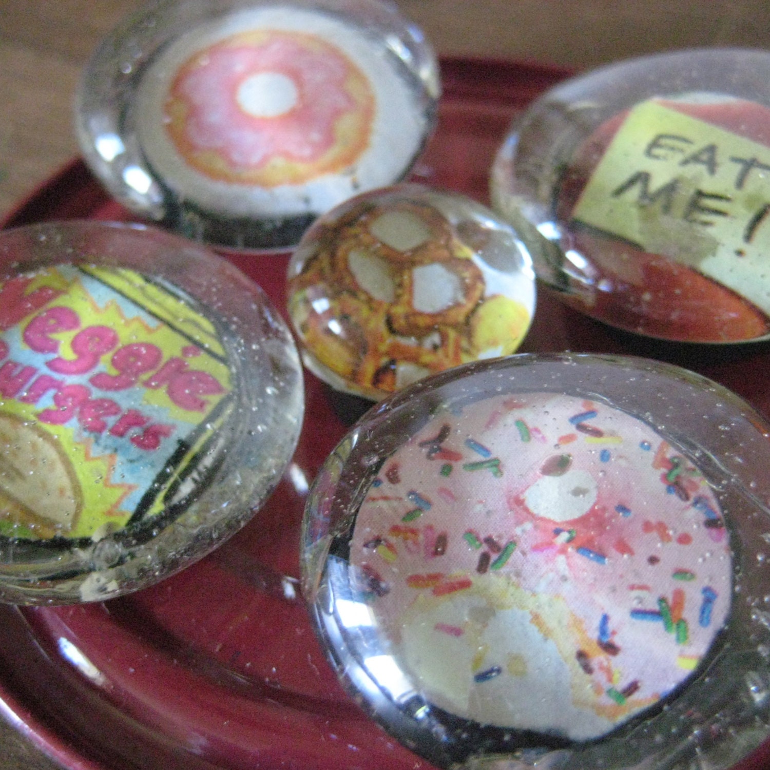 Marvelous Munchies Magnet Collection 5 Piece - 4 large 1 small - junk food munchies snacks ooak eat me fridge humor novelty glass gift