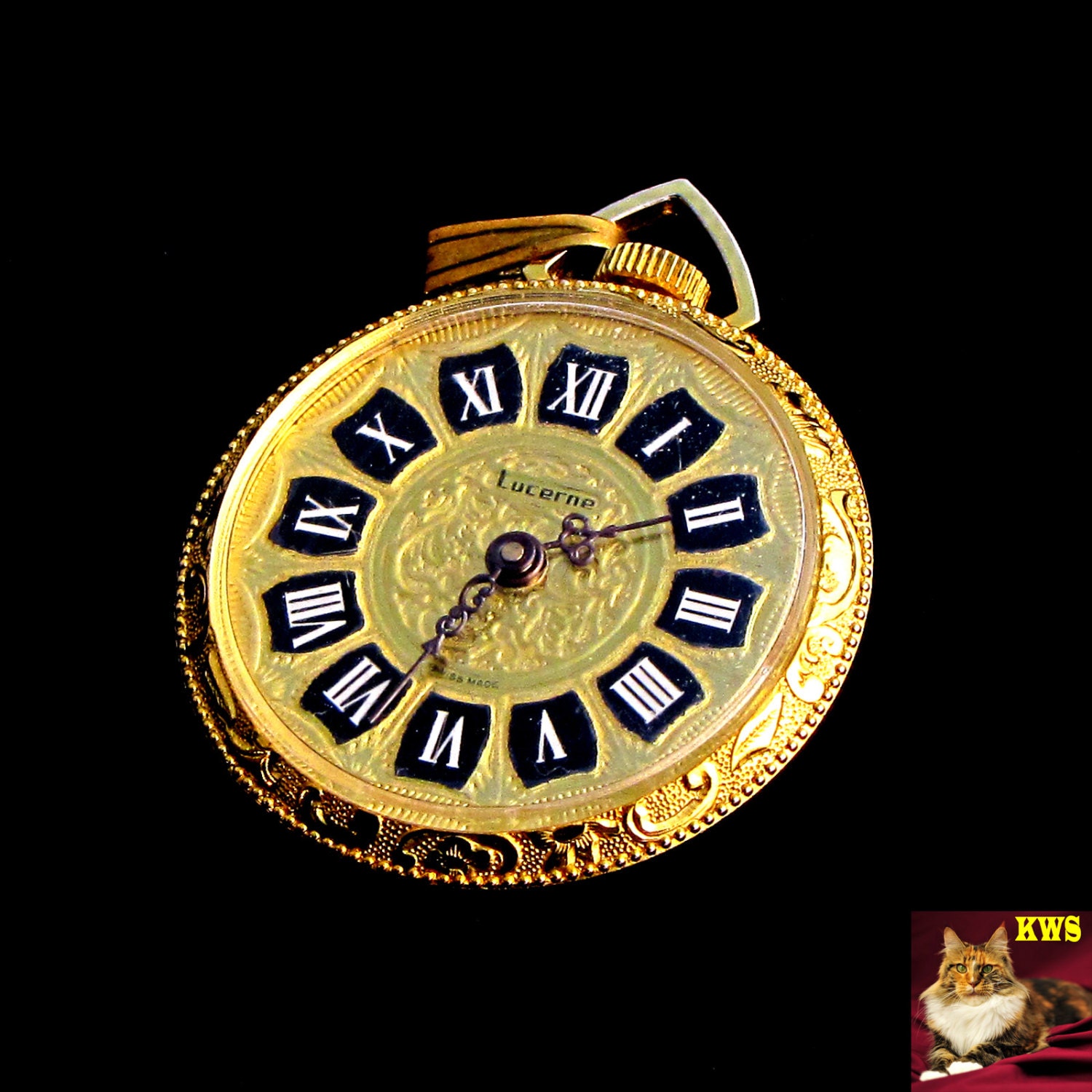 10% Off Coupon LUCERNE Swiss Made Wind Up Ladies Pendant Pocket Watch Vintage Runs