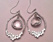 Rhodium Plated Bubble Teardrop Dangles with Crystal Stone