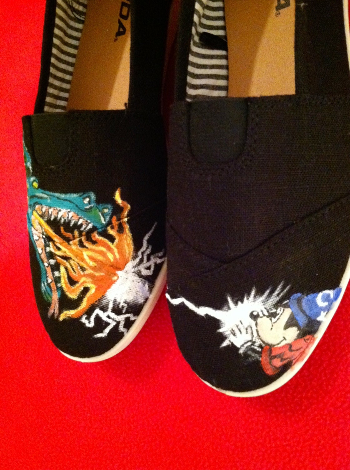 Custom hand painted acrylic canvas womens shoes Mickey fantasmic