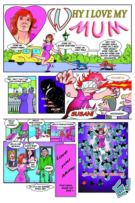 Custom Mothers Day Gift. Comic Strip. Custom Portrait. Comic Art. Cartoon. Caricature