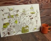 Dog Park Hand Drawn Letterpress Poster