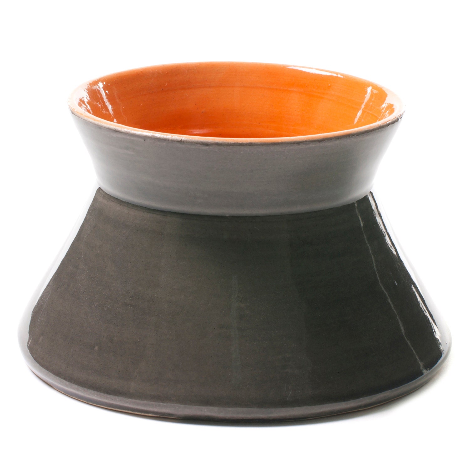 Gray and Orange Vase/Cup - HYDRA - Handmade Wheel-Thrown Ceramic Pottery - Modern, different and colorful