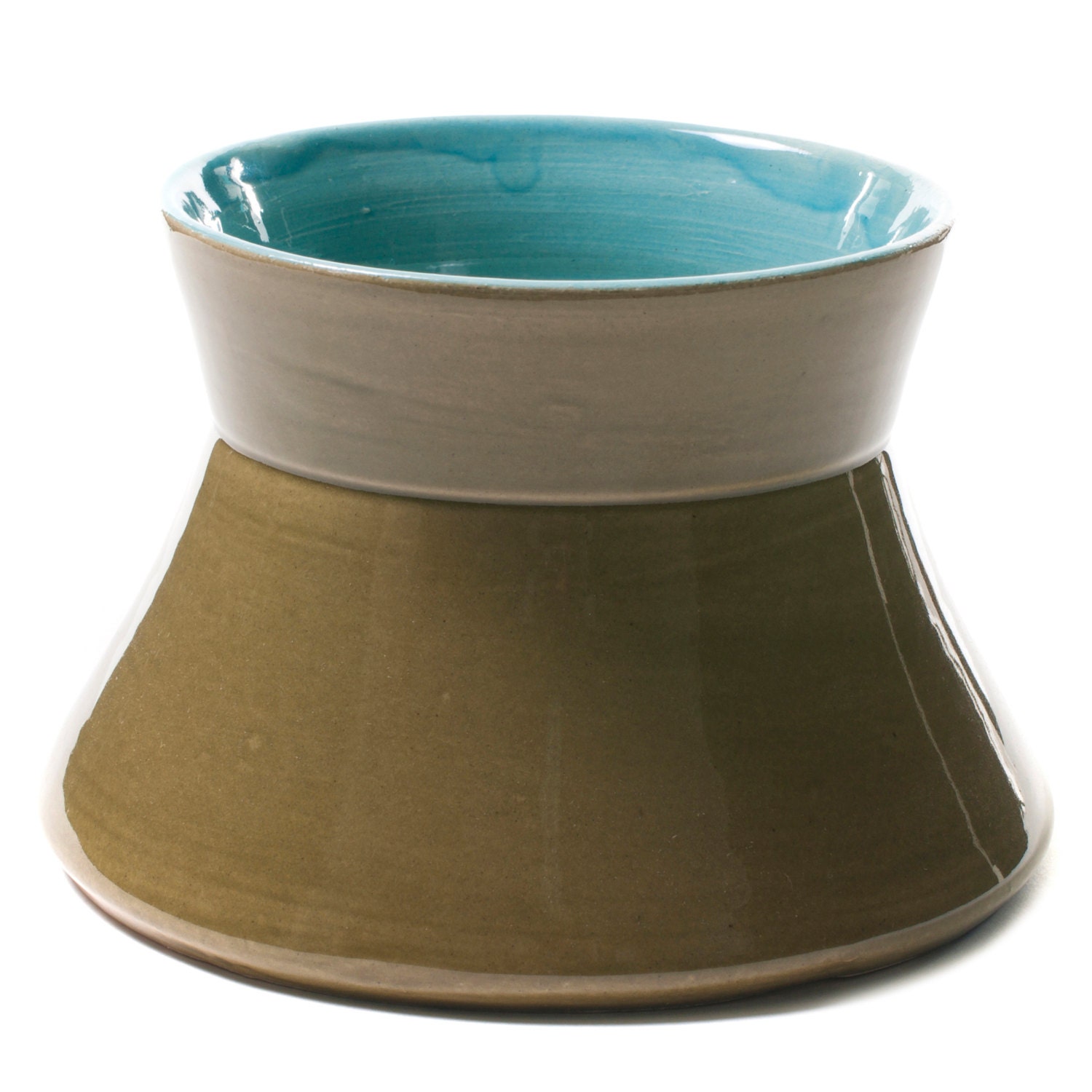 Olive and Turquoise Vase/Cup - HYDRA - Handmade Wheel-Thrown Ceramic Pottery - Modern, different and colorful
