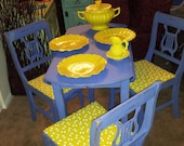 Antique Shabby Chic Mahogany Dining Table & Chairs/Hand-painted furniture/upcycle/distressed/eco/country/farm/vintage/wood/primitive