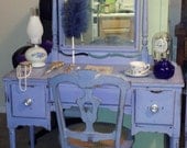 Pretty Lilac Shabby Chic Antique Vanity Handpainted/furniture/cottage/upcycle/distressed/eco/country/farm/vintage/wood/primitive/chalk paint