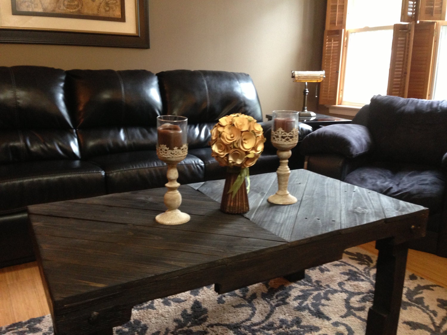 Rustic- Pallet- Coffee Table- Black- Ebony- Finish- Home Decor- Reclaimed Wood