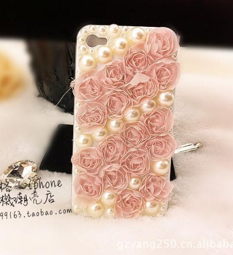 Pink pearl lace iPhone 4 case iPhone 5 case iPhone 5 cover iphone 4s case bling bling iphone case,iphone cover