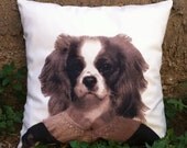 Printed dog wearing a victorian garment, handmade throw pillow cover,housewares16x16