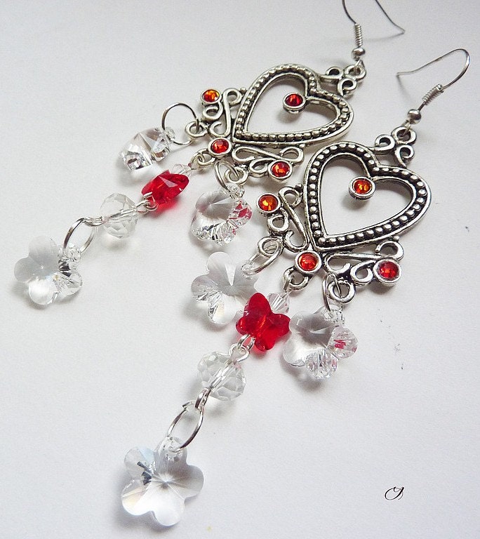 Swarovski earrings with flowers