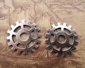 10PCS 25mm Antique Silver Gear Charm Gear Pendant Gear Connector P0750