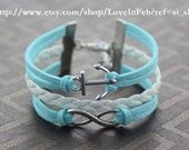 The infinity symbol bracelet, the anchor bracelet, lovely bracelet, colorful bracelet,a gift for the one you cherish ---1016