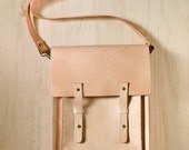 Nude Color Handmade vegetable tanned genuine leather satchel messenger bag