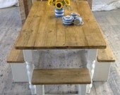 Bespoke Handmade Reclaimed Pine Farmhouse Tables and Matching Benches. French Farmhouse, Rustic, Shabby Chic F&B