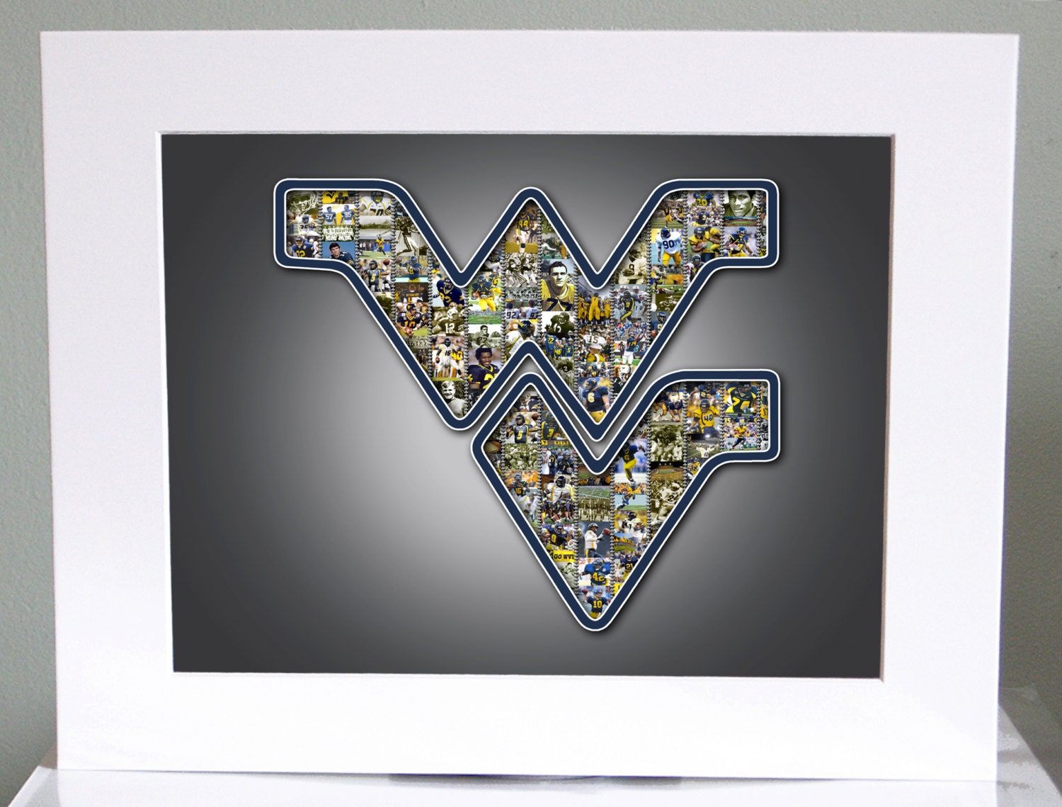 MATTED WVU Mountaineers 8.5x11 Football Art Print (GRAY)