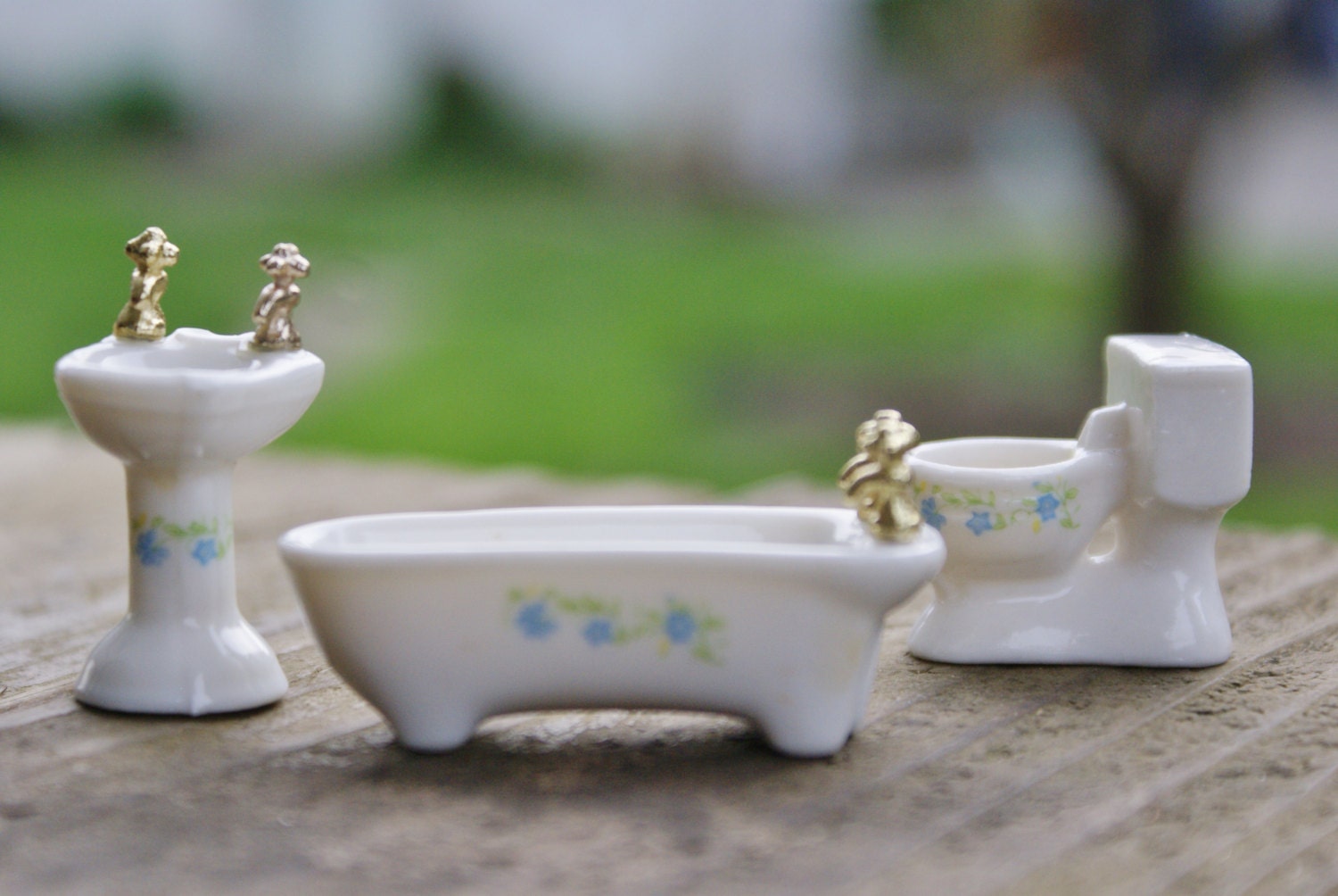 Miniature Floral Doll Furniture Set of Three