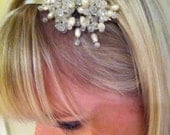Beautiful handmade fresh water pearl and rondelle glass bead bridal head piece, wedding hair accessory