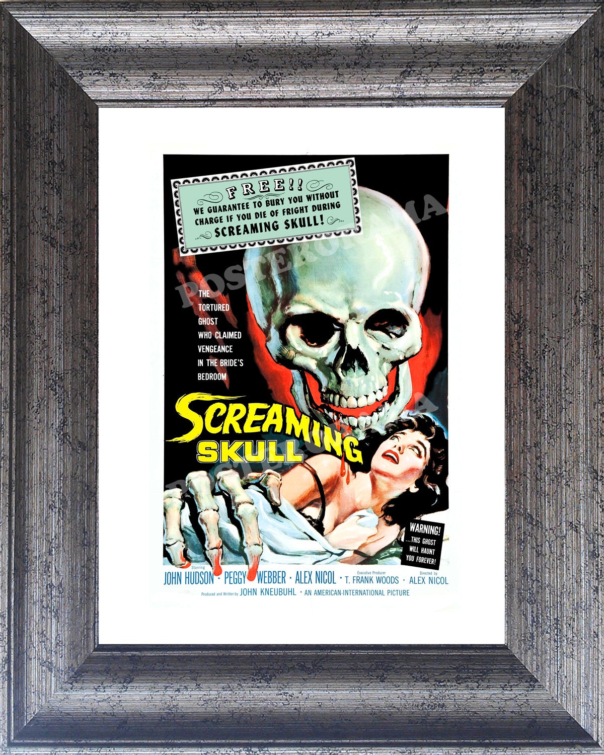 Screaming Skull POSTER 12 x 18 large HORROR Movie print The Tortured Ghost claimed Vengeance