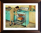 Woman Basting a 1950's Turkey POSTER 15 x 15 large Kitchen print