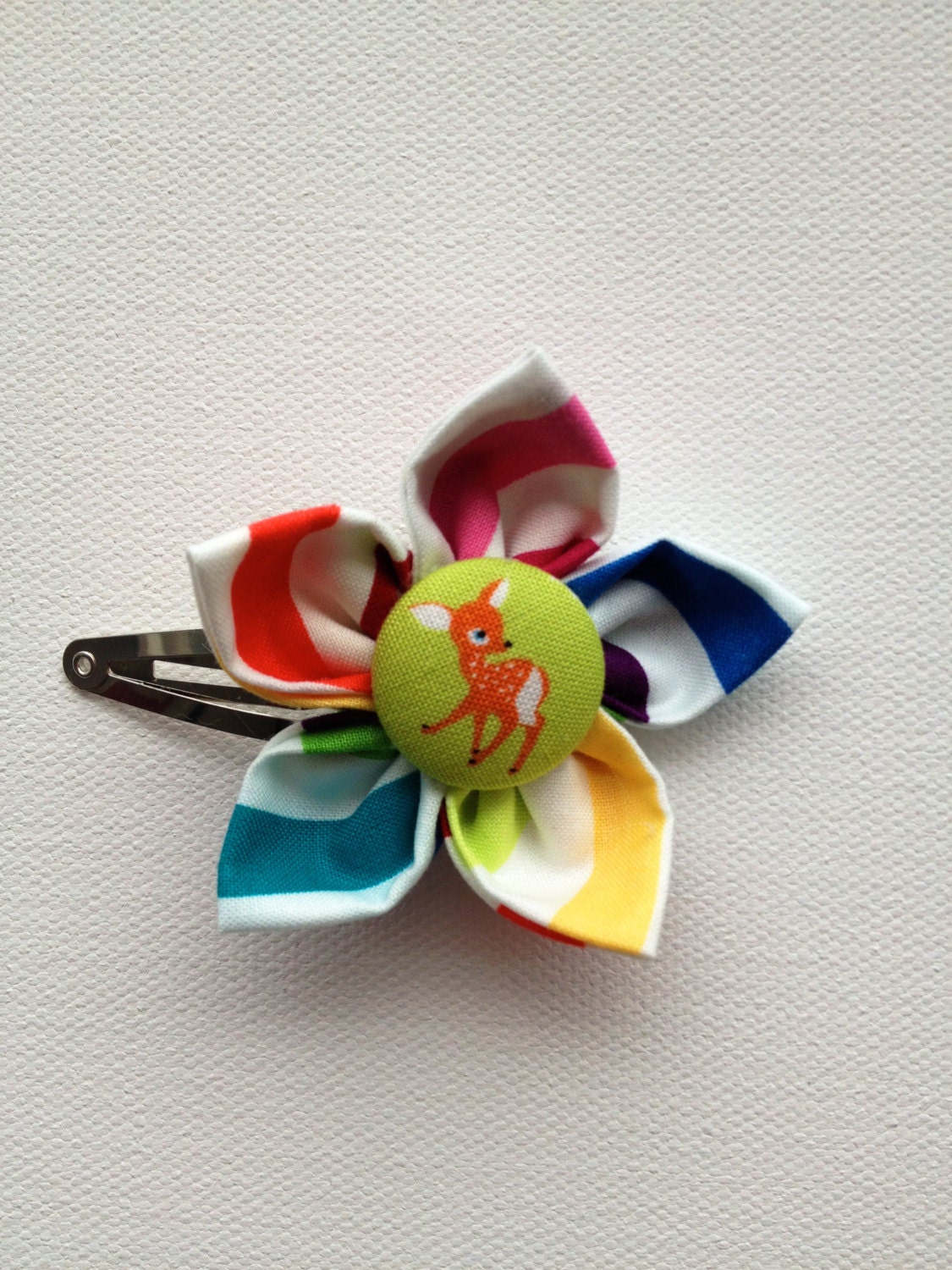 Baby Girl Snap Hair Clip - Fabric Flower, Cute Fabric Button, Baby Girl headbands, Baby hairband, Toddler Hair Clip, Spring: Ready to Ship