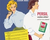 A gorgeous retro print of a Persil washing powder ad from the 1950s
