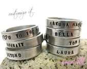 Customized / Personalized Adjustable Ring.. Stack rings.. Stacking rings.. Aluminum ring.. hand stamped ring.. Best Gift.. YOu WiLL LOvE iT