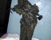 Nature Made Wood Sculpture Barbed Wired Wraped Tree Branch